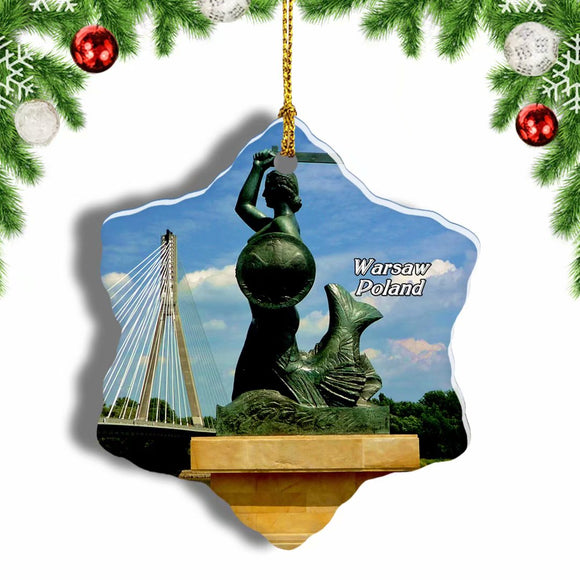 Poland Mermaid of Warsaw Christmas Ornament 3 Inches Snow