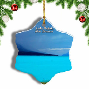 New Zealand Lake Pukaki Christmas Ornament 3 Inches Snow