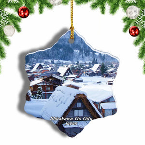 Shirakawa-Go Gifu Japan Christmas Ornament 3 Inches Snow