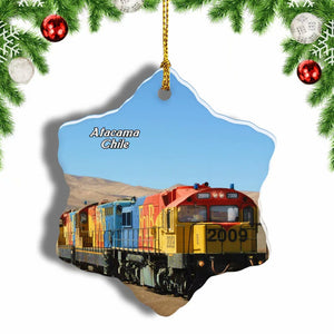 Train Saltpeter Antofagasta Atacama Desert Chile Christmas Ornament 3 Inches Snow