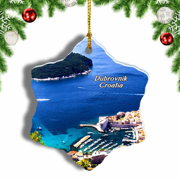 Croatia Island of Lokrum Dubrovnik Christmas Ornament 3 Inches Snow