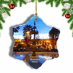 Historic Centre of Arequipa Peru Christmas Ornament 3 Inches Snow