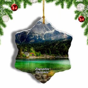 Germany Eibsee Zugspitze Bavaria Christmas Ornament 3 Inches Snow