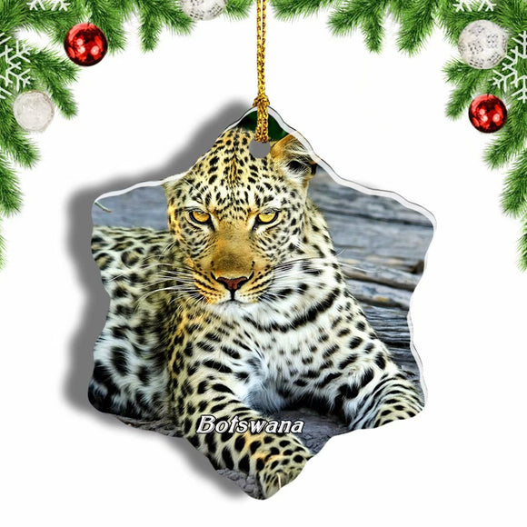 Cheetah Botswana Christmas Ornament 3 Inches Snow