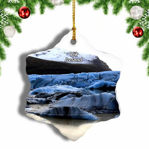 Iceland Myrdalsjokull Glacier Vik Christmas Ornament 3 Inches Snow