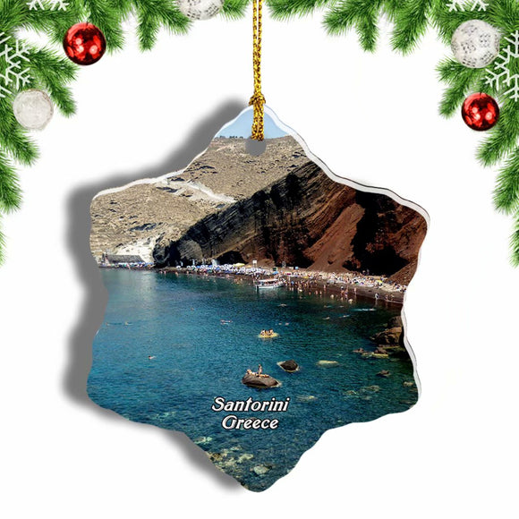 Greece Kokkini Beach Santorini Christmas Ornament 3 Inches Snow