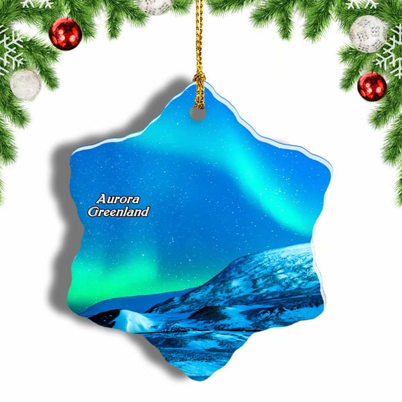 Aurora Greenland Denmark Christmas Ornament 3 Inches Snow