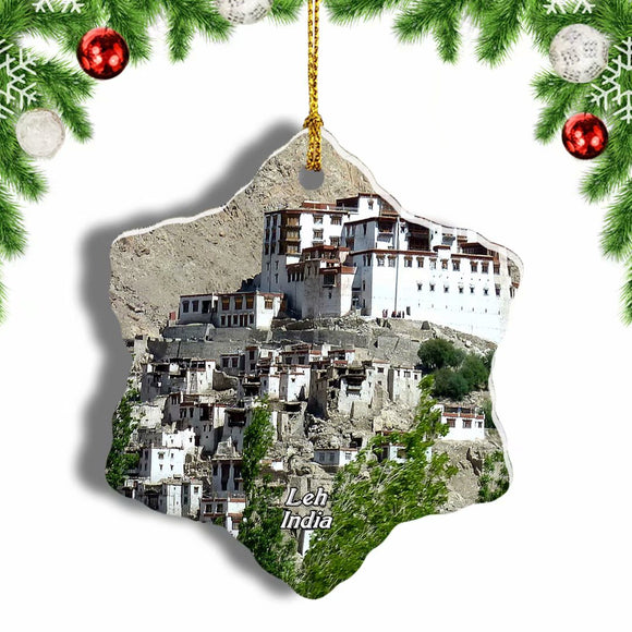 India Thiksey Monastery Leh Christmas Ornament 3 Inches Snow