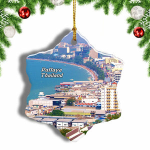 Thailand Pattaya Beach Christmas Ornament 3 Inches Snow