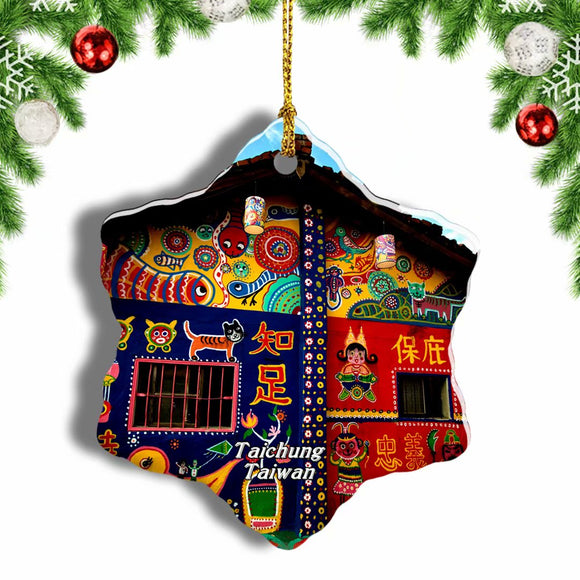 Taiwan Rainbow Village Taichung Christmas Ornament 3 Inches Snow