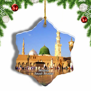 Al Masjid an Nabawi Medina Saudi Arabia Christmas Ornament 3 Inches Snow