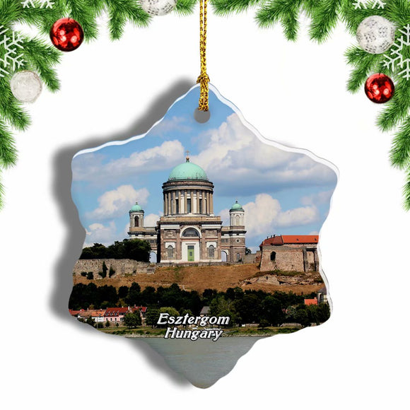 Hungary Danube Cathedral Esztergom Christmas Ornament 3 Inches Snow