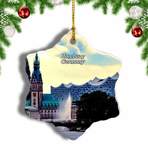 Germany Alster Lake Hamburg Christmas Ornament 3 Inches Snow