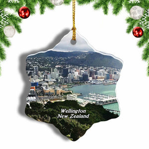 New Zealand Mount Victoria Wellington Christmas Ornament 3 Inches Snow