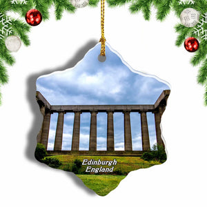 UK England National Monument Of Scotland Edinburgh Christmas Ornament 3 Inches Snow