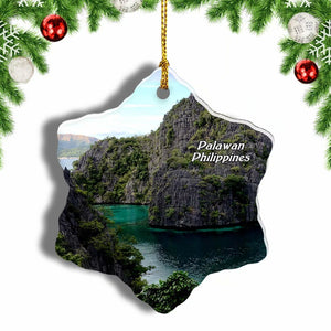 Philippines Kayangan Lake Coron Island Palawan Christmas Ornament 3 Inches Snow