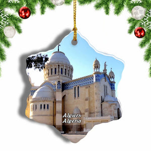 Basilica of Our Lady of Africa Algiers Algeria Christmas Ornament 3 Inches Snow