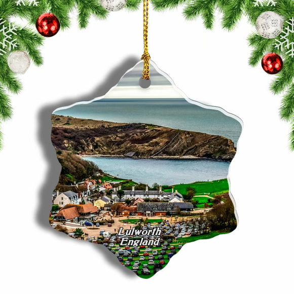 UK England Lulworth Cove Christmas Ornament 3 Inches Snow