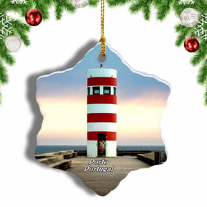 Portugal Lighthouse Porto Christmas Ornament 3 Inches Snow