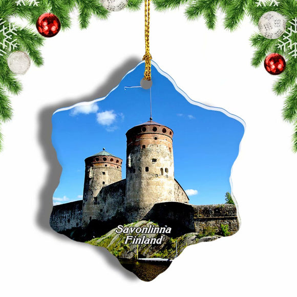 Finland Savonlinna Olavinlinna Castle Christmas Ornament 3 Inches Snow