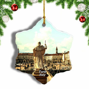 Turin Square Italy Christmas Ornament 3 Inches Snow