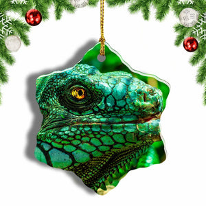 Brazil Iguana Lizard Christmas Ornament 3 Inches Snow