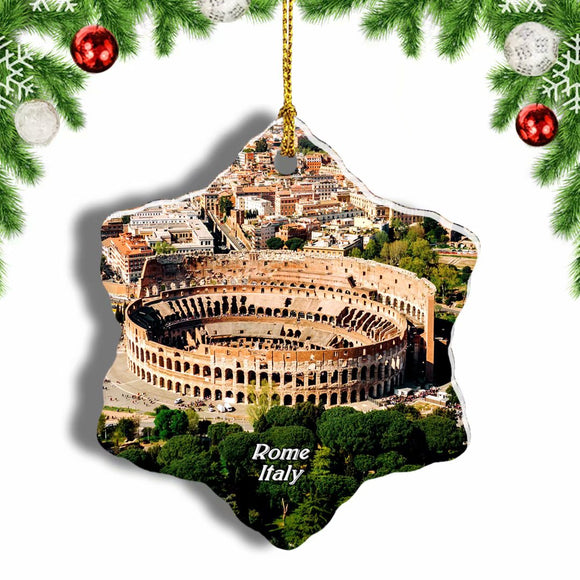 Italy Colosseum Rome Christmas Ornament 3 Inches Snow