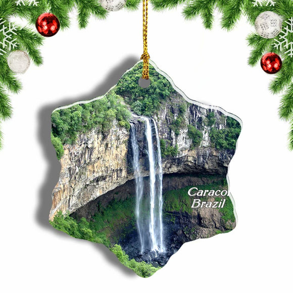 Brazil Caracol Waterfall Christmas Ornament 3 Inches Snow