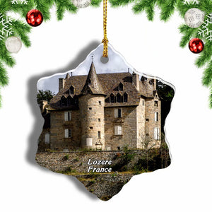 France Lozere Castle Christmas Ornament 3 Inches Snow