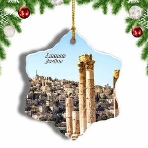 Jordan Temple Of Hercules Amman Christmas Ornament 3 Inches Snow