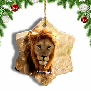 Lion Mauritius Christmas Ornament 3 Inches Snow