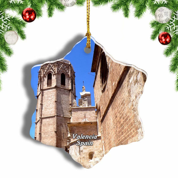 Spain Miguelete Tower Valencia Christmas Ornament 3 Inches Snow