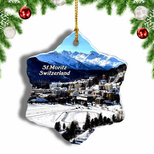 Switzerland St. Moritz Christmas Ornament 3 Inches Snow