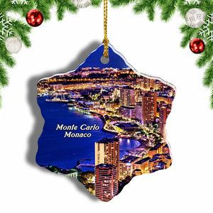 Monte Carlo Harbor Monaco Christmas Ornament 3 Inches Snow