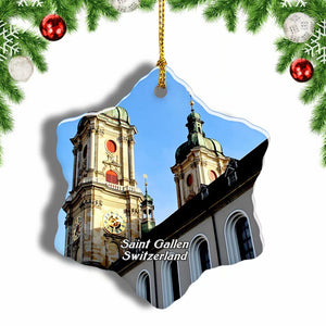 Switzerland Abbey Library of Saint Gallen Christmas Ornament 3 Inches Snow