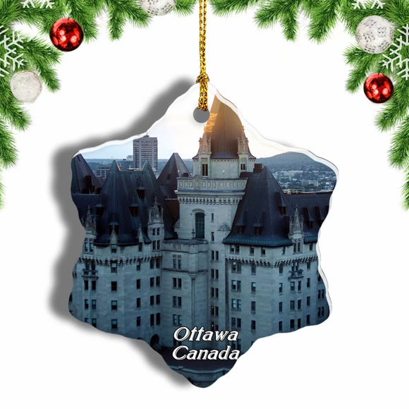 Canada Chateau Laurier Ottawa Christmas Ornament 3 Inches Snow