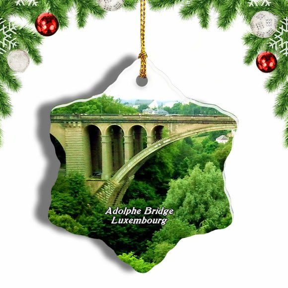 Adolphe Bridge Luxembourg Christmas Ornament 3 Inches Snow