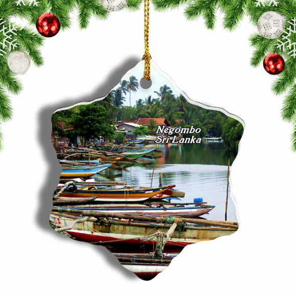 Sri Lanka Negombo Lagoon Christmas Ornament 3 Inches Snow