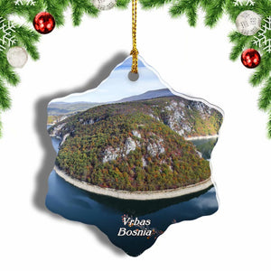 Bosnia The River Vrbas Christmas Ornament 3 Inches Snow