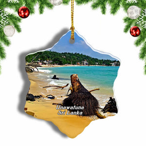 Sri Lanka Beach Unawatuna Christmas Ornament 3 Inches Snow