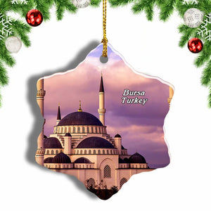 Turkey The Great Mosque Bursa Christmas Ornament 3 Inches Snow