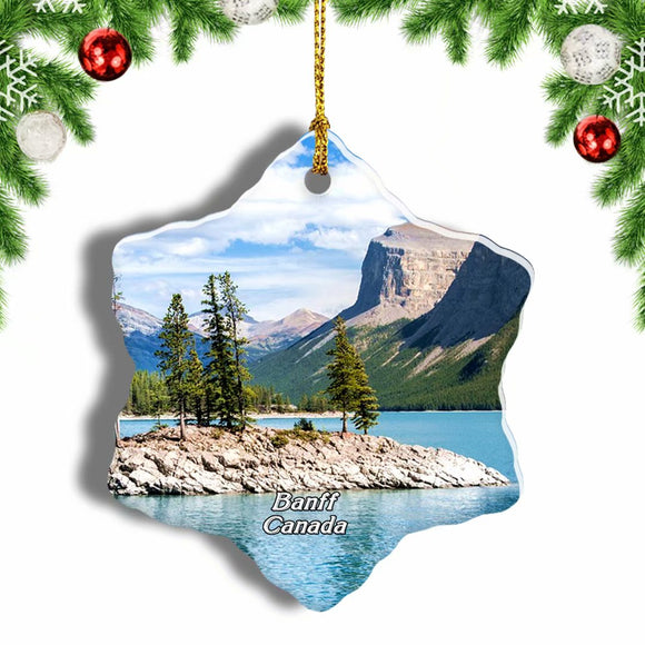 Canada Lake Minnewanka Banff Christmas Ornament 3 Inches Snow