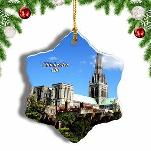 UK England Chichester Cathedral Christmas Ornament 3 Inches Snow