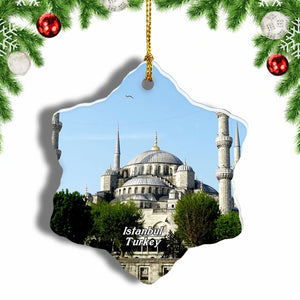 Turkey Blue Mosque Istanbul Christmas Ornament 3 Inches Snow