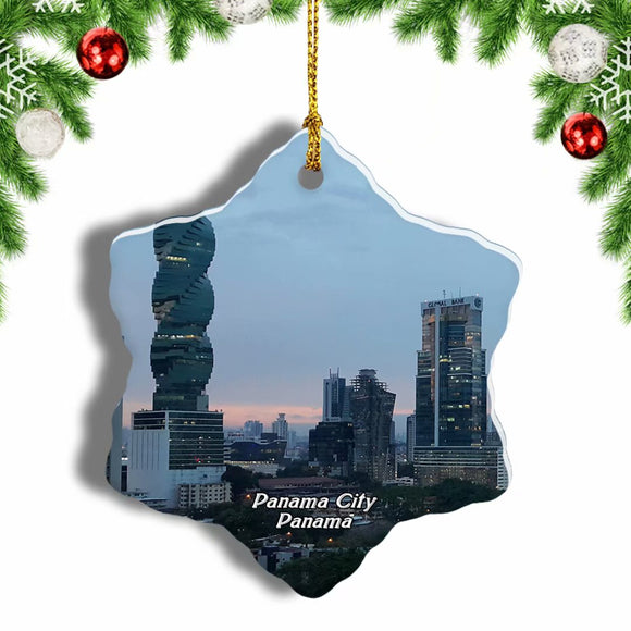 F&F Building Panama City Christmas Ornament 3 Inches Snow