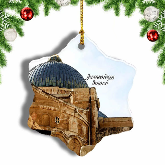 Israel Israel Church of the Holy Sepulchre Jerusalem Christmas Ornament 3 Inches Snow