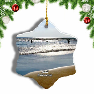 Indonesia Seminyak Beach Bali Christmas Ornament 3 Inches Snow