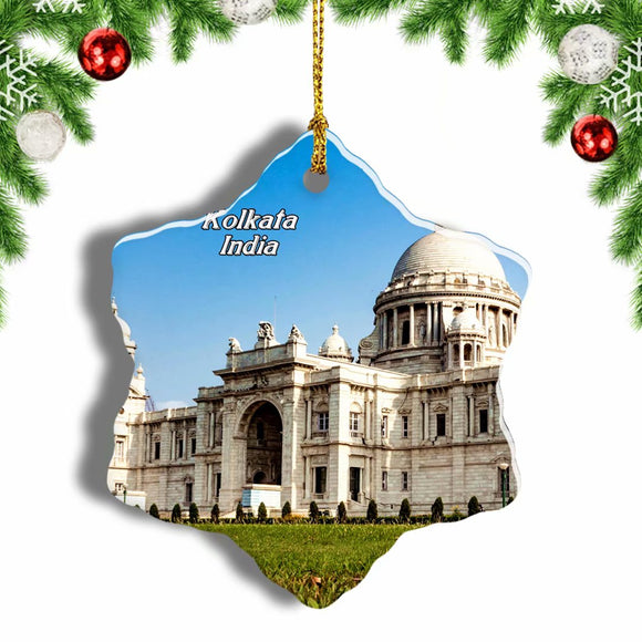 India Victoria Memorial Kolkata Christmas Ornament 3 Inches Snow