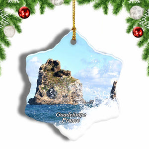 France Guadeloupe Christmas Ornament 3 Inches Snow