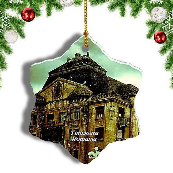 Timisoara Romania Christmas Ornament 3 Inches Snow